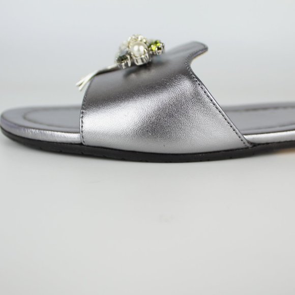 NEW JIMMY CHOO Naya Embellished Metallic Slide | Luxe Summer Party Sandals - Picture 14 of 16